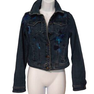 Pilcro & The Letterpress Beaded Embroidered Blingy Jean Denim Jacket XS